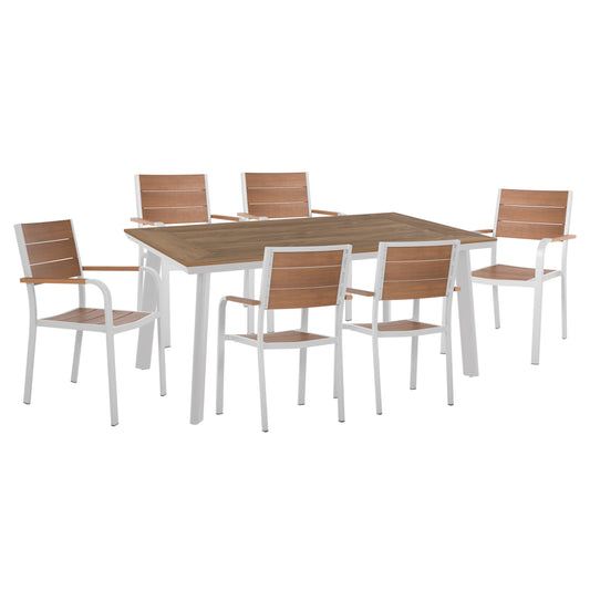 Outdoor Dining Set Taber Hm10737.01 Table & 6 Dining Chairs-aluminum & Polywood--white