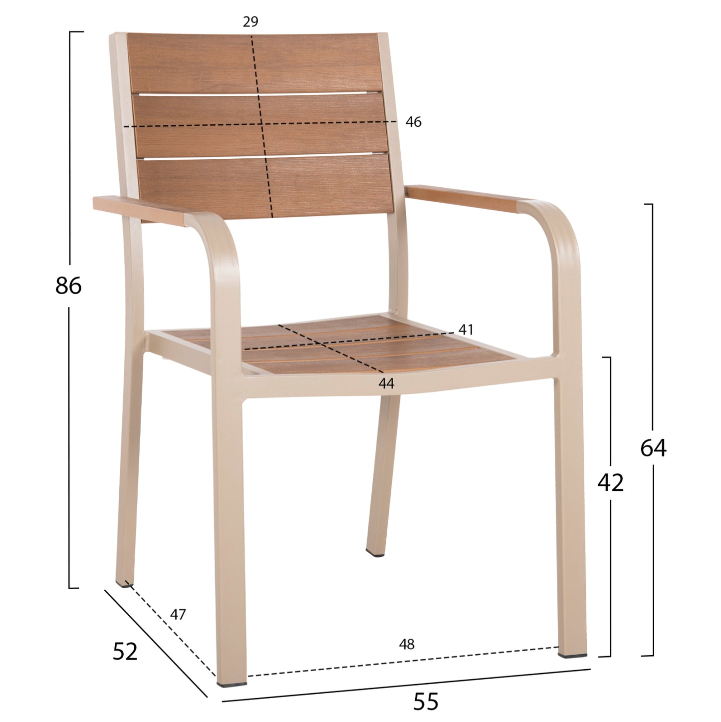 Outdoor Dining Set Taber Hm10738.04 Table & 6 Dining Chairs-aluminum & Polywood--champagne Color