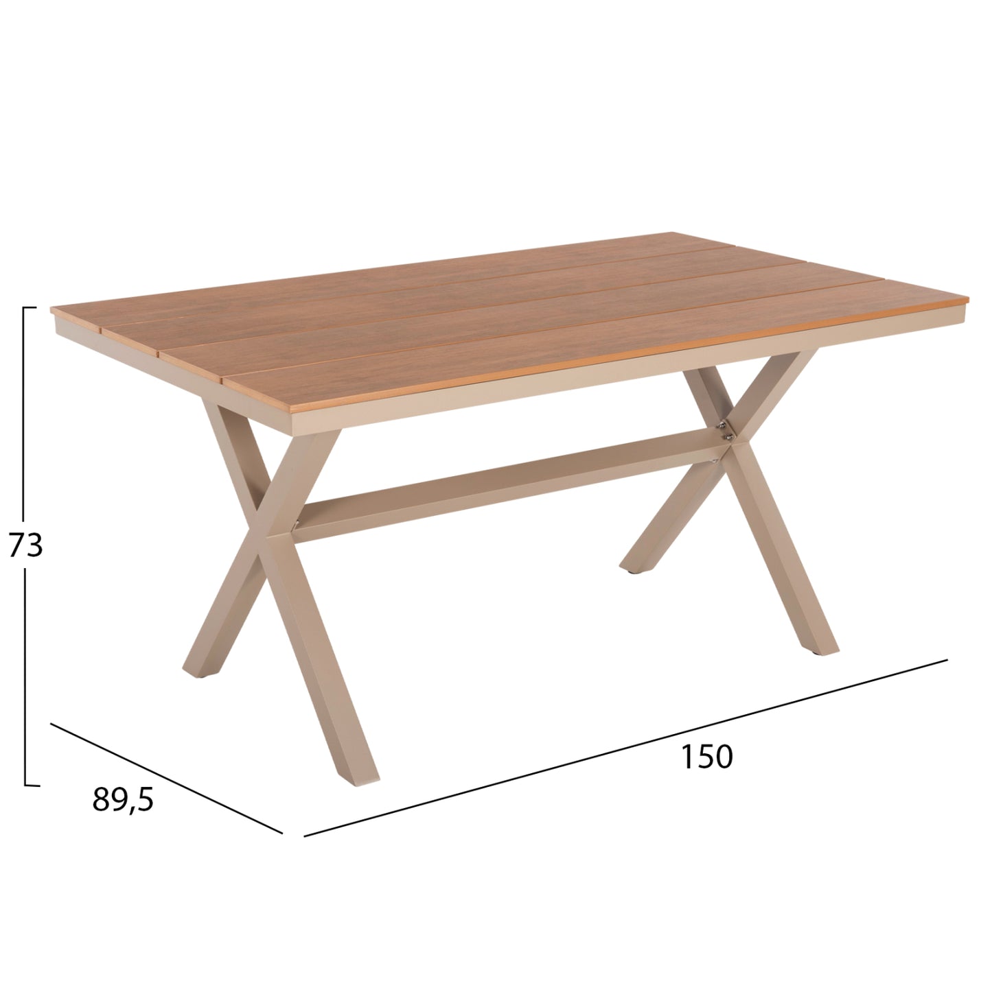 Outdoor Dining Set Saga Hm21196 Table & 4 Dining Chairs-aluminum & Polywood--champagne Color