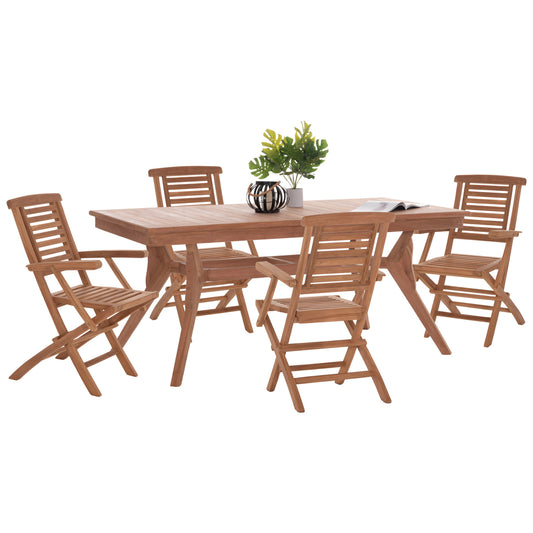 Outdoor Dining Set Wonder Hm21290 Table & 4 Dining Chairs Foldable--teak Wood
