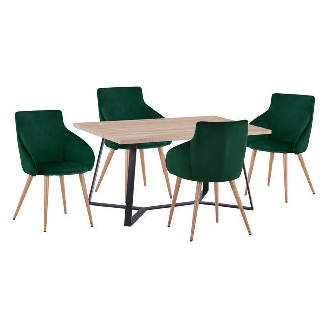 Set Dining Table Hm11182 5pieces Table Aldwin Mdf & Chairs Ivy Cypress Velvet