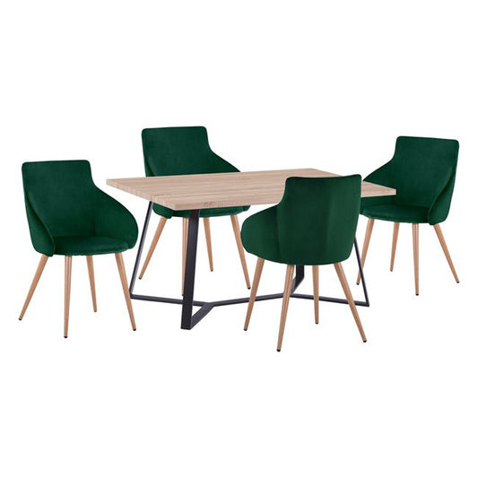 Set Dining Table Hm11182 5pieces Table Aldwin Mdf & Chairs Ivy Cypress Velvet