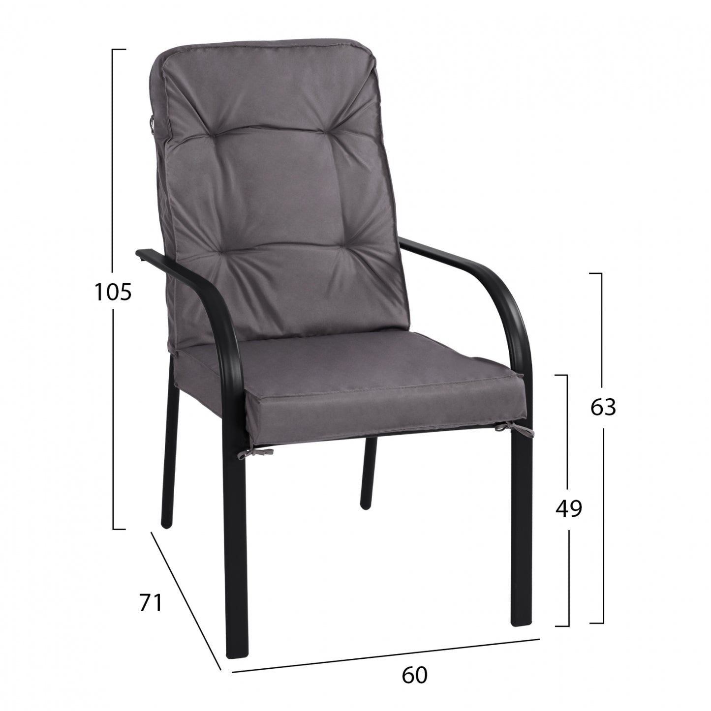 Dining Set 7 Pcs Gray Table 150x90 And Armchair With Gray Pillow Hm11521.01