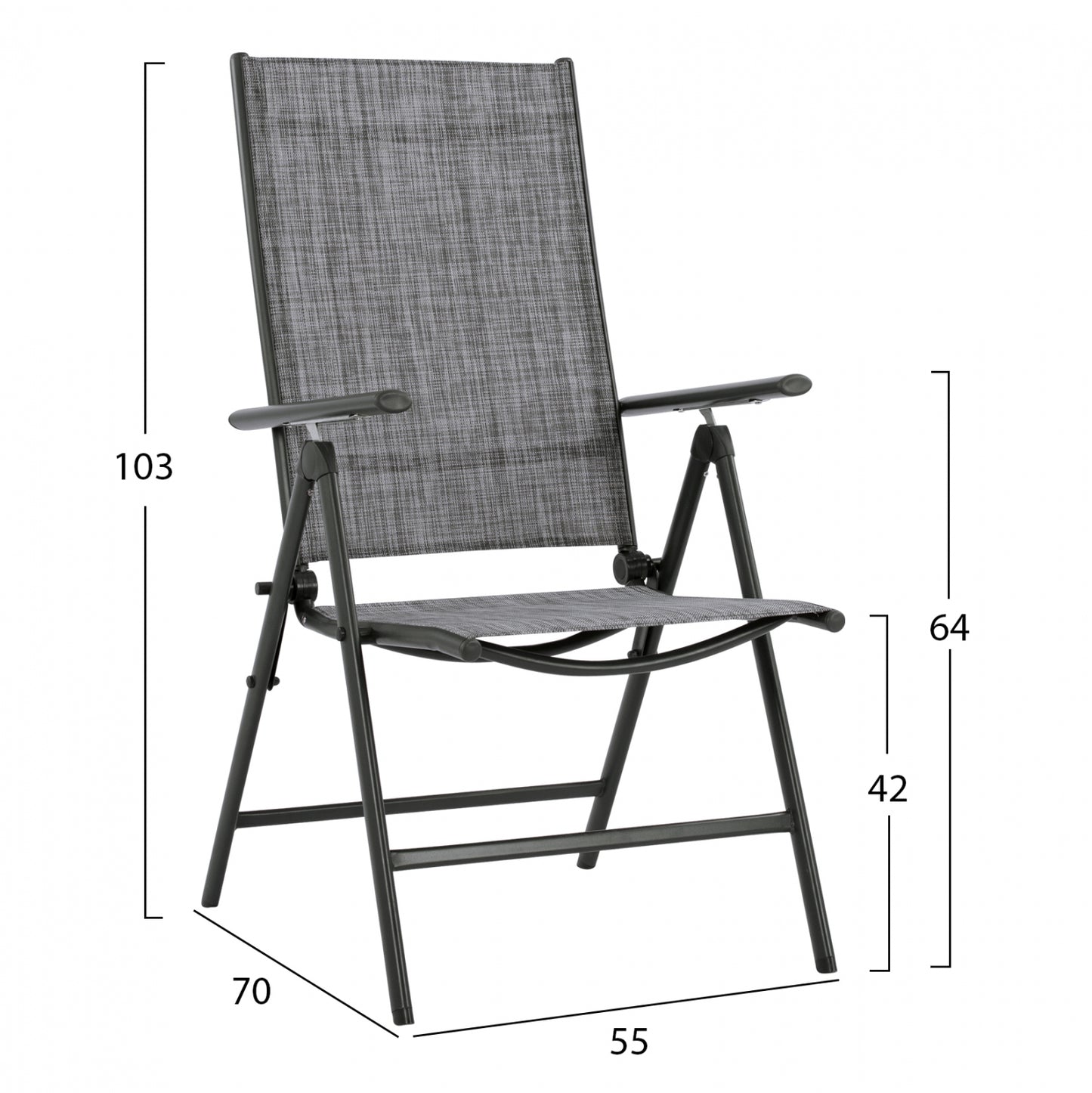 Dining Set 7 Pcs Gray Table 150x90 And Foldable Armchair Hm11531.01