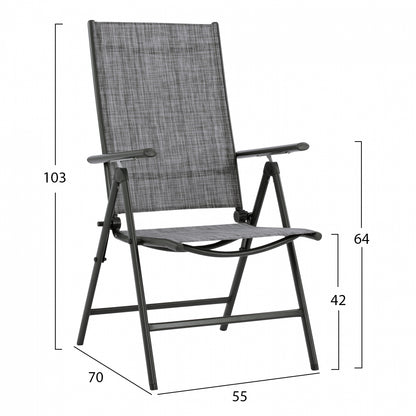 Dining Set 7 Pcs Gray Table 150x90 And Foldable Armchair Hm11531.01