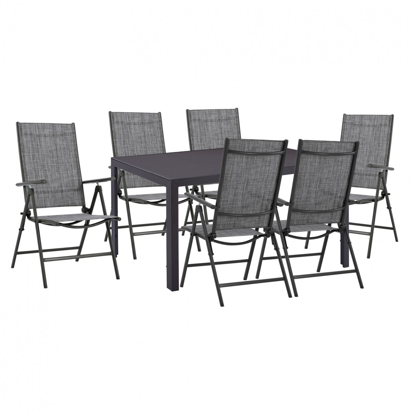 Dining Set 7 Pcs Gray Table 150x90 And Foldable Armchair Hm11531.01