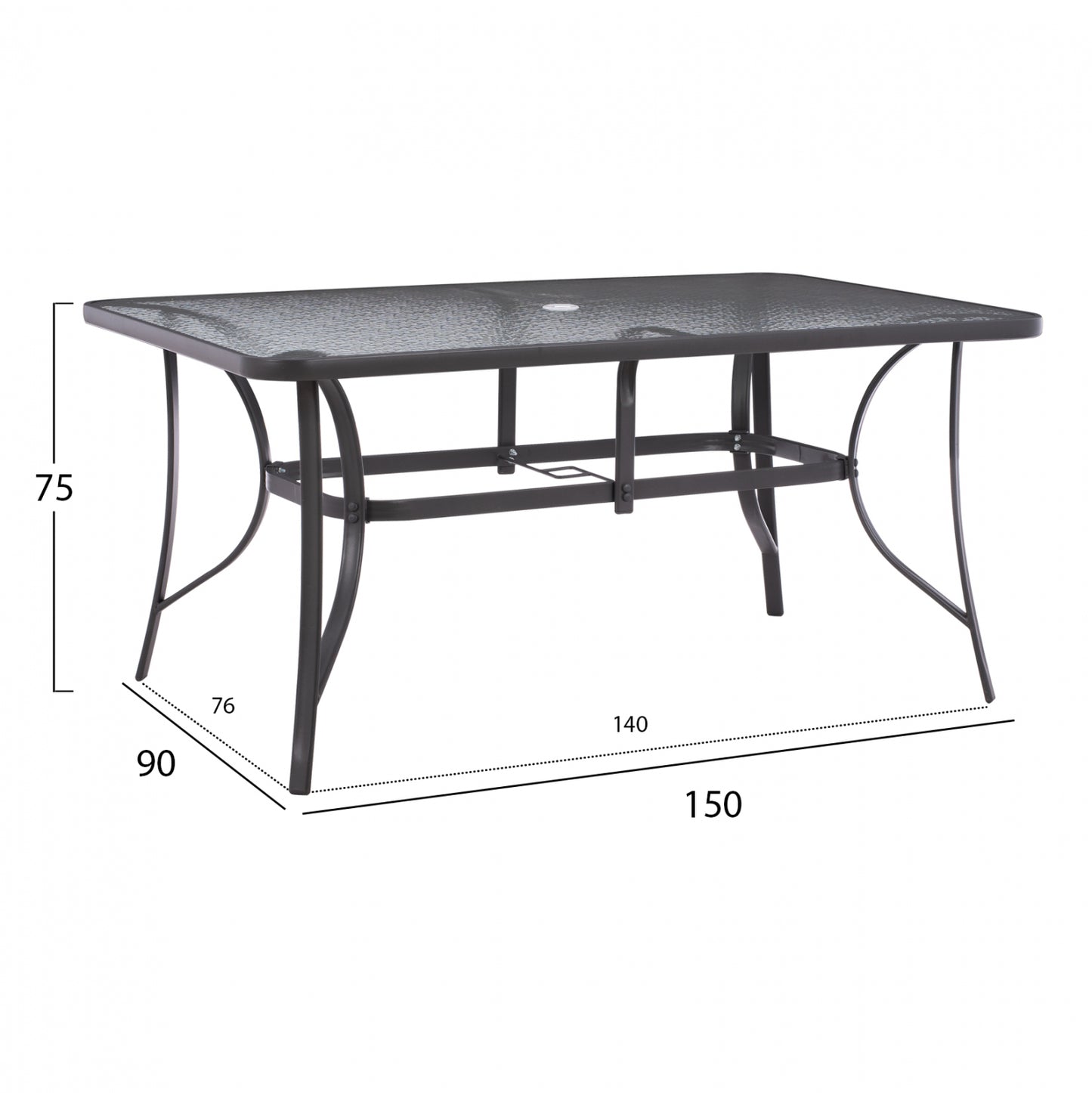Dining Set 7 Pcs Table Gray 150x90 And Armchair Textline Gray Hm11532.01