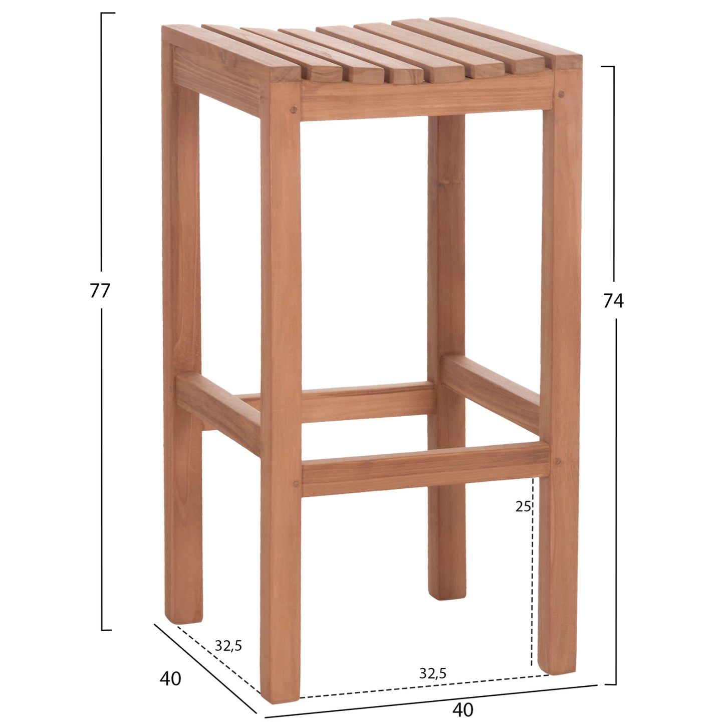 Set Bar Table With 4 Bar Stools Nikol Hm10916 Teak Wood In Natural Color