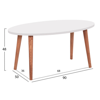 Set Of Coffee Table & 3 Side Tables Vital Hm18180.01 Melamine In White-wooden Legs In Sonama