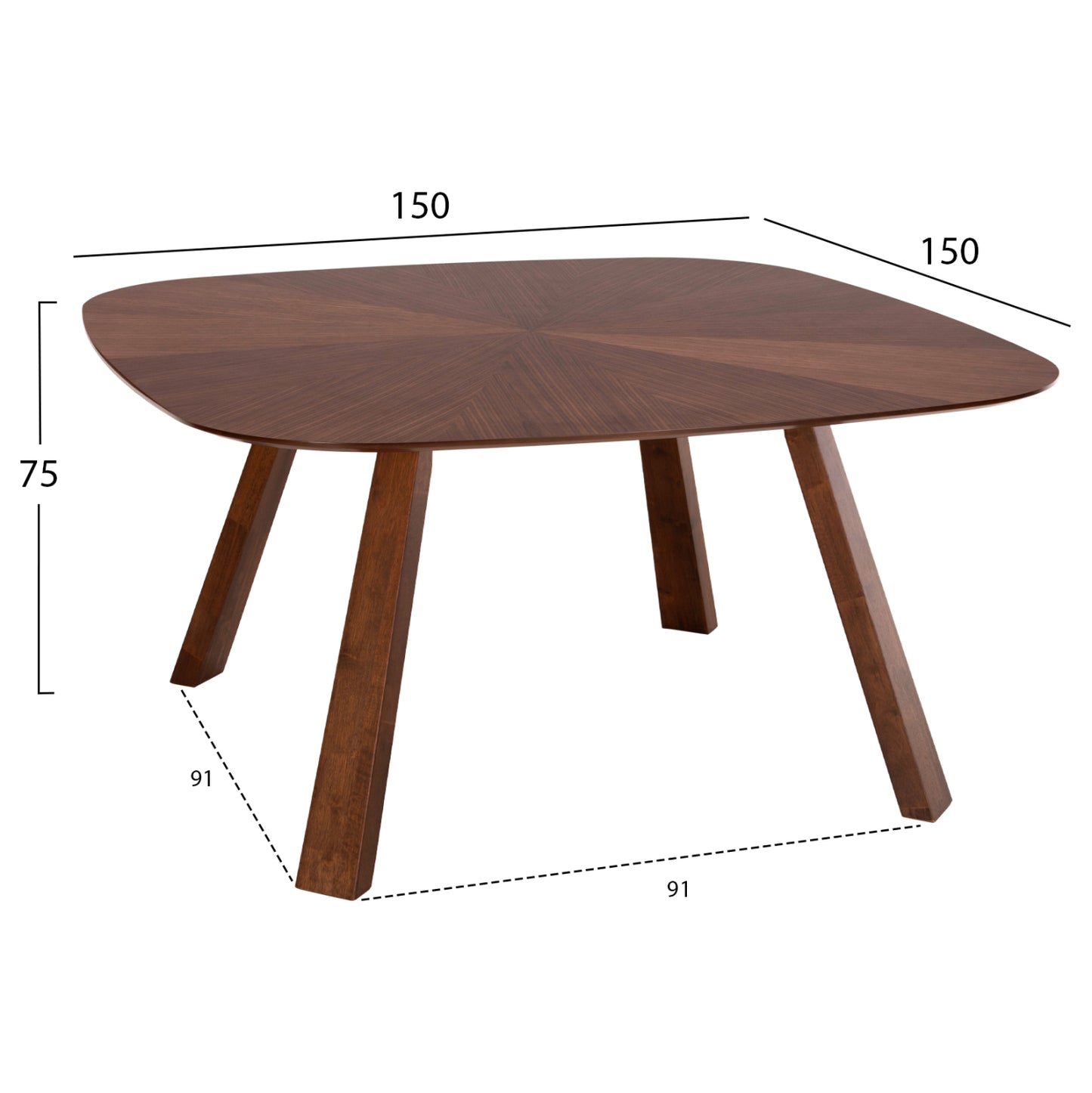 Set 2pcs Dining Table & Coffee Table Riner Hm21342 Mdf With Walnut Wood Veneer