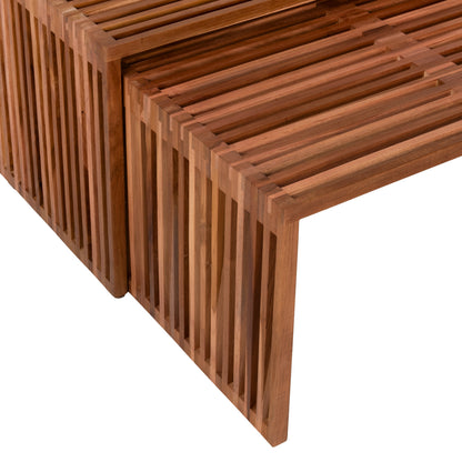 Coffee Table Set Of 2 Nya Hm9546 Teak Wood In Natural Color  86x79x46hcm.