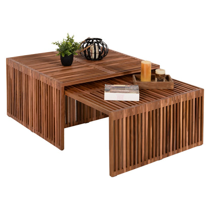 Coffee Table Set Of 2 Nya Hm9546 Teak Wood In Natural Color  86x79x46hcm.