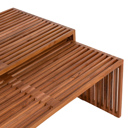 Coffee Table Set Of 2 Nya Hm9548 Teak Wood In Natural Color 116x60x46,5hcm.