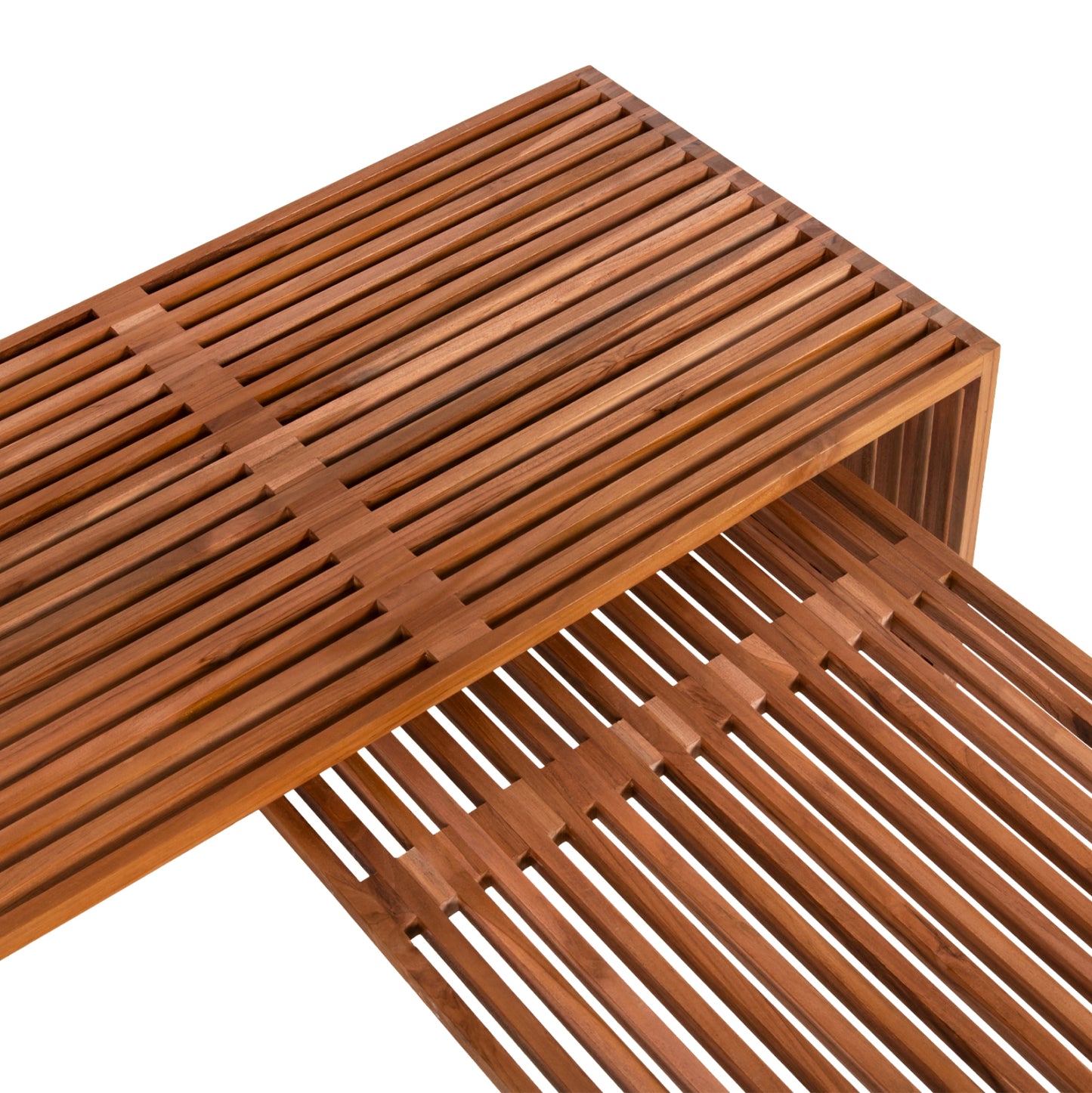 Coffee Table Set Of 2 Nya Hm9548 Teak Wood In Natural Color 116x60x46,5hcm.