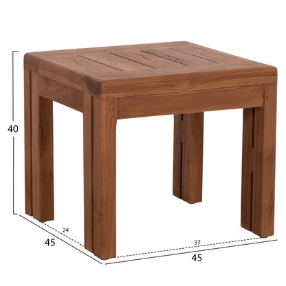 Set Of Outdoor Chaise Lounge With Side Table Kioto Hm10961 Teak Wood In Natural--cushions In Beige