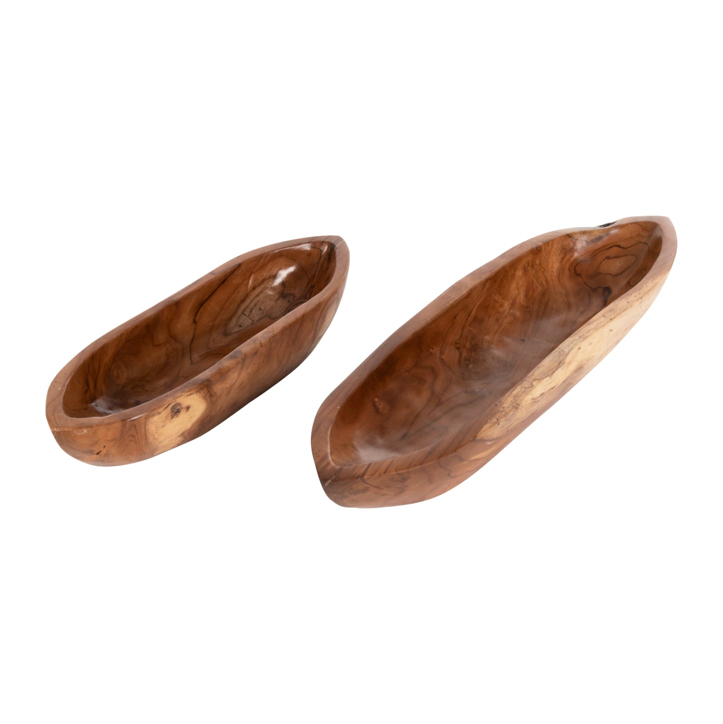 Table Bowls 2pcs Set Hm4305 Teak Wood In Natural 68,5x18,5x9,5hcm.