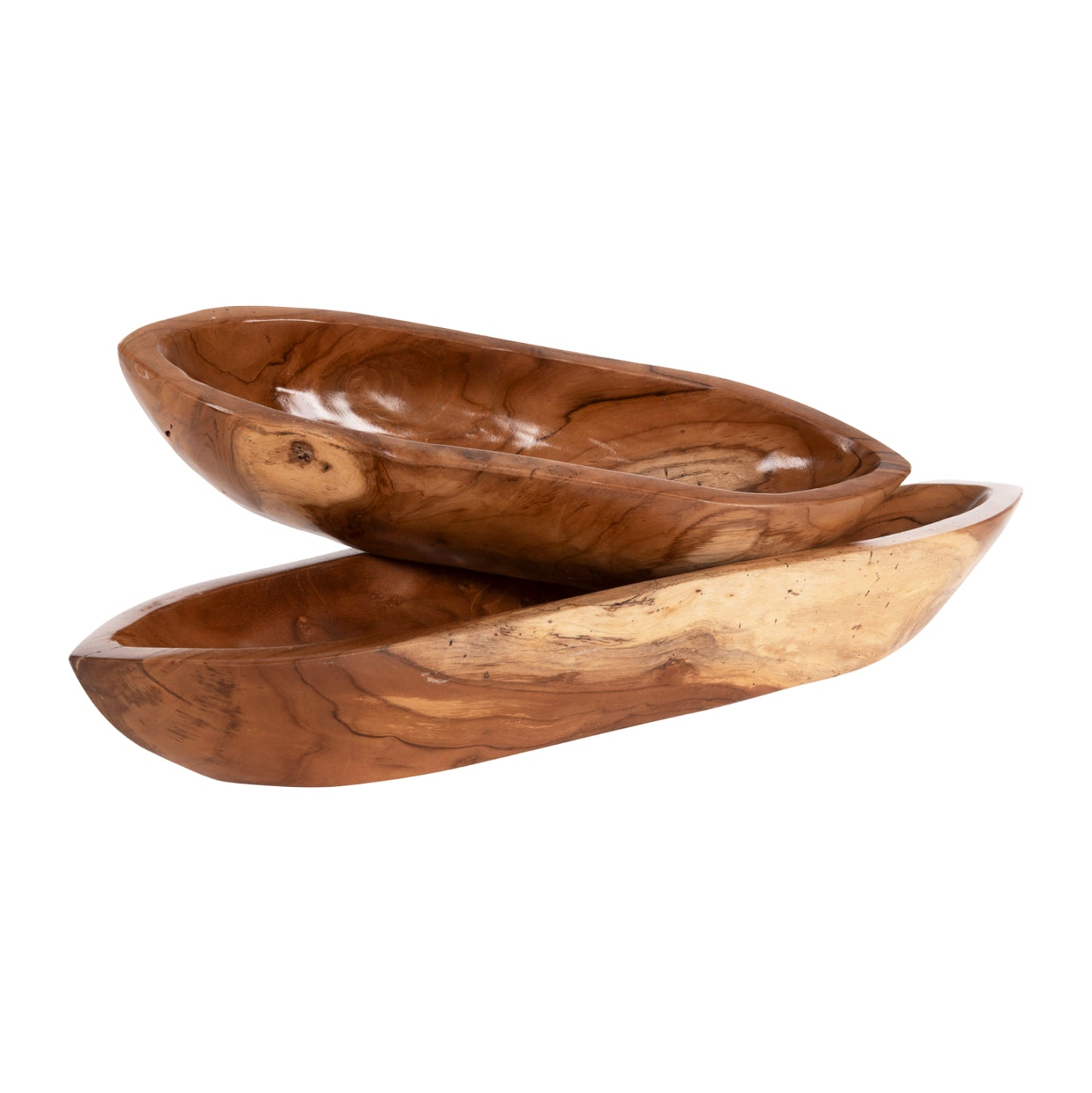 Table Bowls 2pcs Set Hm4305 Teak Wood In Natural 68,5x18,5x9,5hcm.