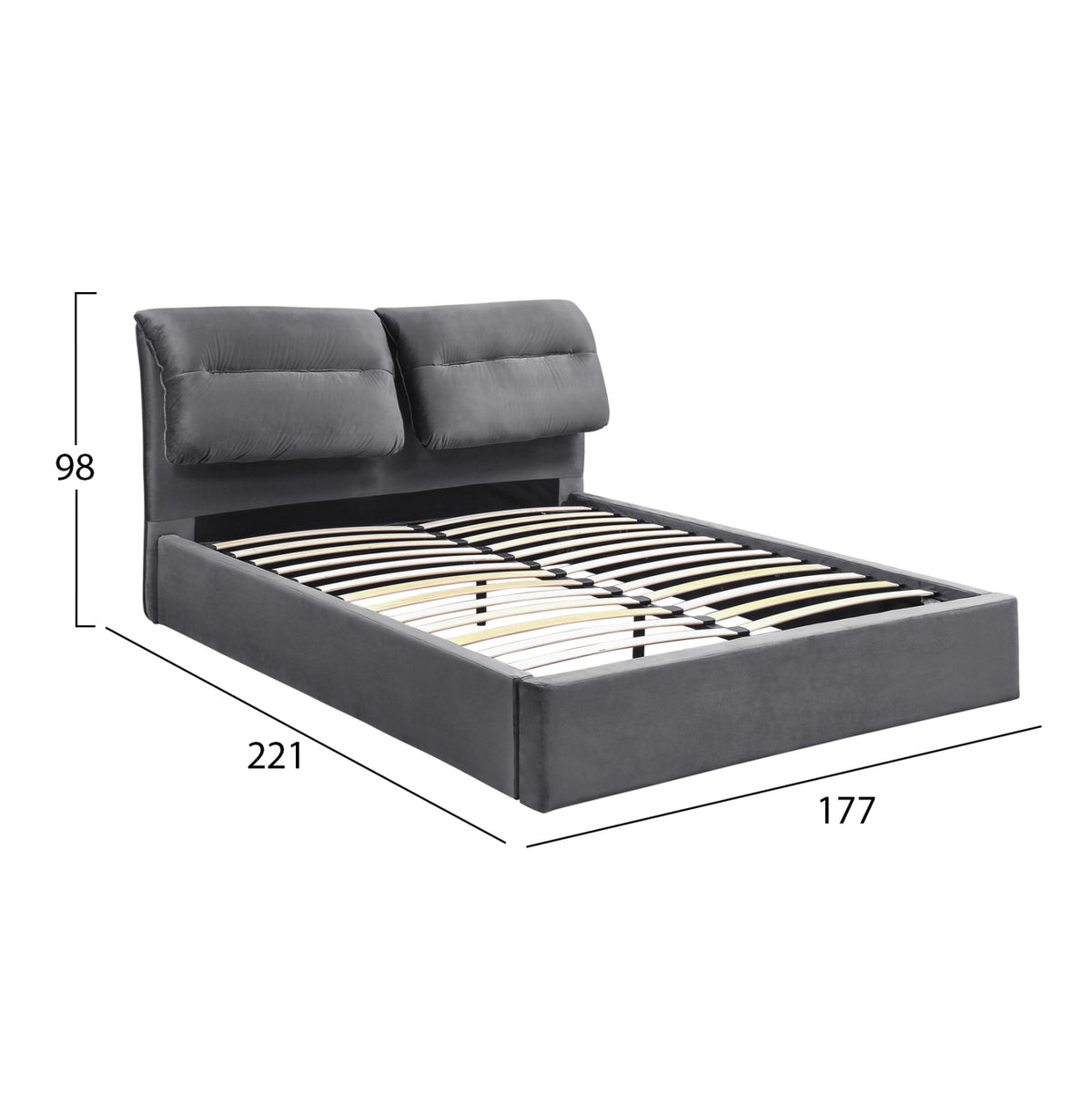 Bedroom Set 3pcs Hm11216 Velvet In Grey--melamine In Zebrano