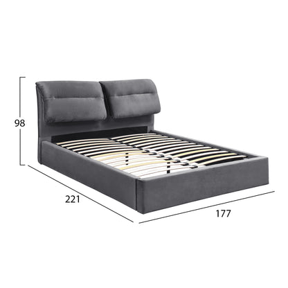Bedroom Set 3pcs Hm11216 Velvet In Grey--melamine In Zebrano