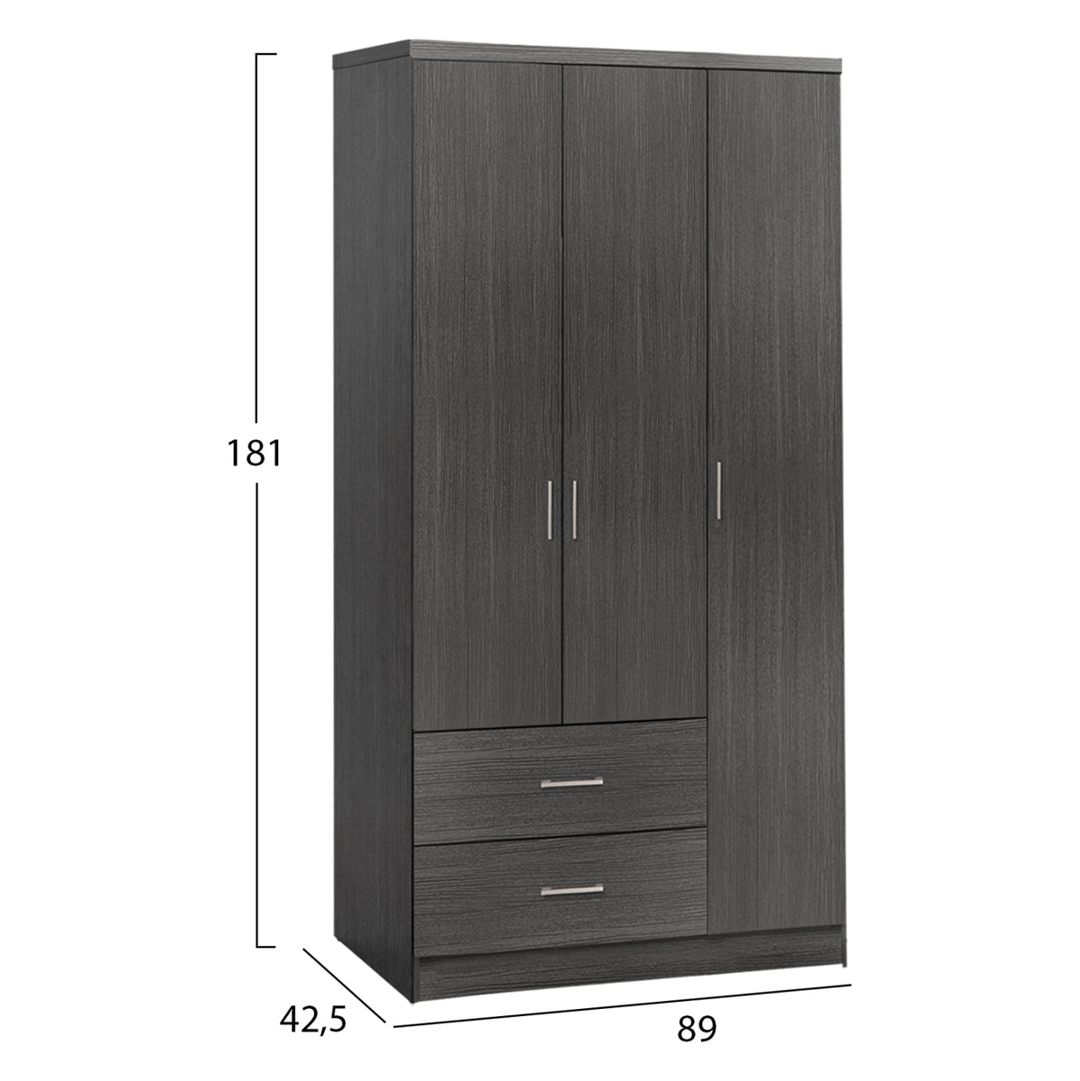 Bedroom Set 3pcs Hm11214 Fabric In Grey--melamine In Zebrano