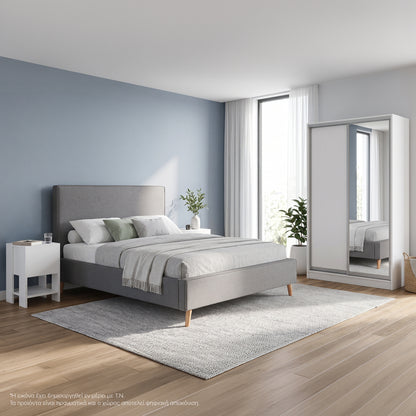 Bedroom Set 3pcs Grey & White Hm11214