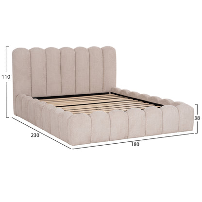 Bedroom Set 4pcs ΗΜ11270 Beige Fabric--acacia Wood/melamine Natural