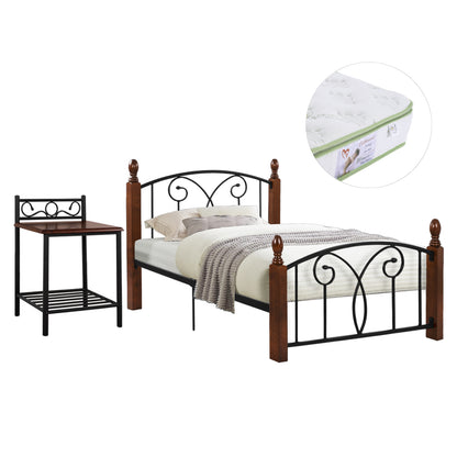 Bedroom Set With Mattress 3pcs Hm11217 Rubberwood-metal