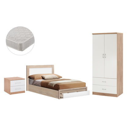 Bedroom Set With Mattress 4pcs Hm11212 Sonama/white