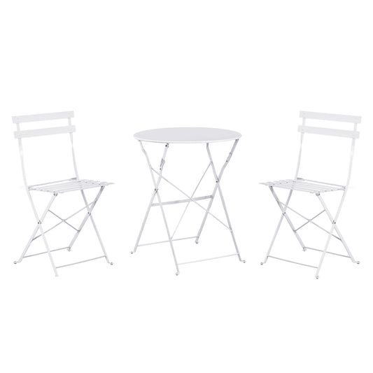 Dining Set 3pcs Foldable Sophie Hm21118.01 Metallic In White Color