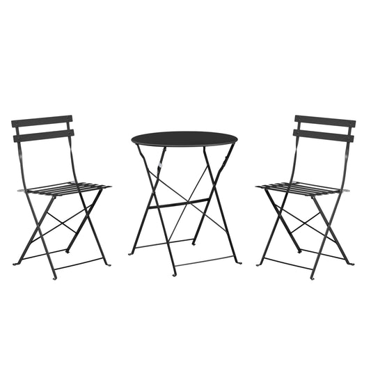 Dining Set 3pcs Foldable Sophie Hm21118.02 Metallic In Black Color