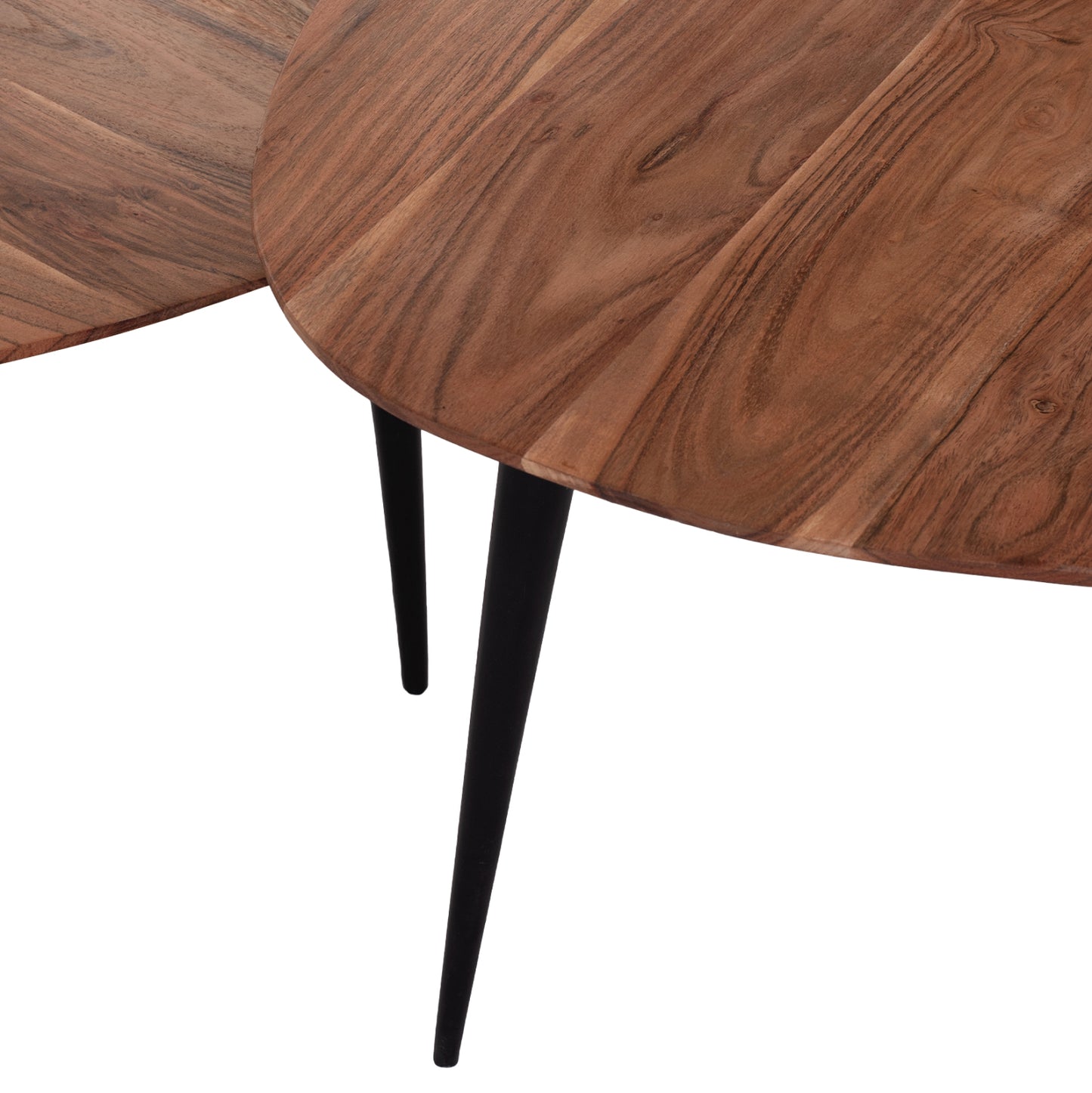 3 Nesting Tables Emiliano Hm9256 Acacia Wood With Metal Black Legs 69,5x67x46h Cm.