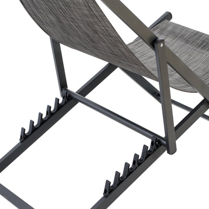 Lounge Chair Professional Kea Hm5076.10 Aluminum & Textilene In Grey Color 59,5x102,5x94hcm.