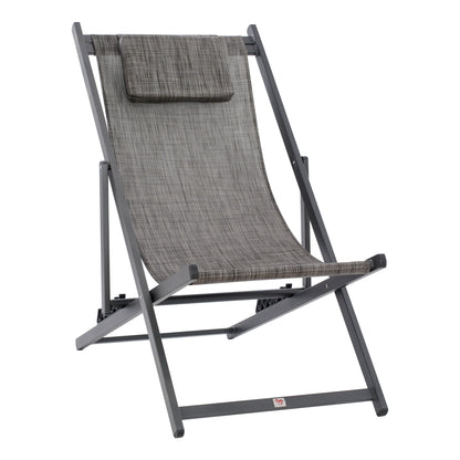 Lounge Chair Professional Kea Hm5076.10 Aluminum & Textilene In Grey Color 59,5x102,5x94hcm.