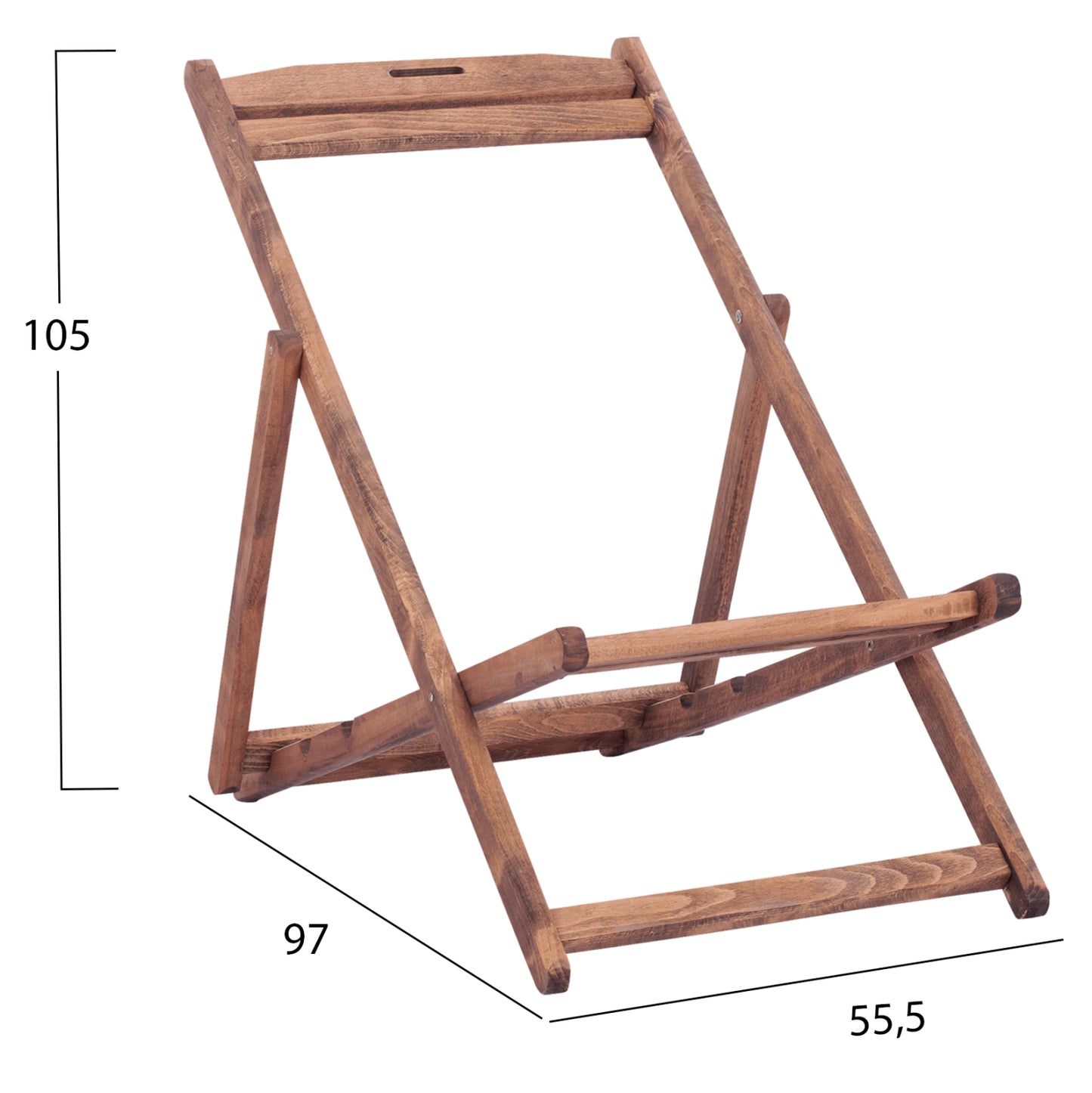 Sezlong Without Arms Limnos Beech Wood In Walnut Shade Hm5798.01