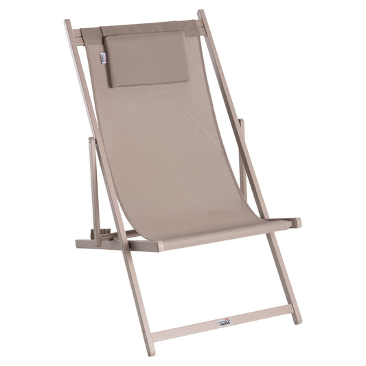 Lounge Chair Professional Kea Hm5076.03 Aluminum & Textilene In Champagne Color 59,5x102,5x94hcm.