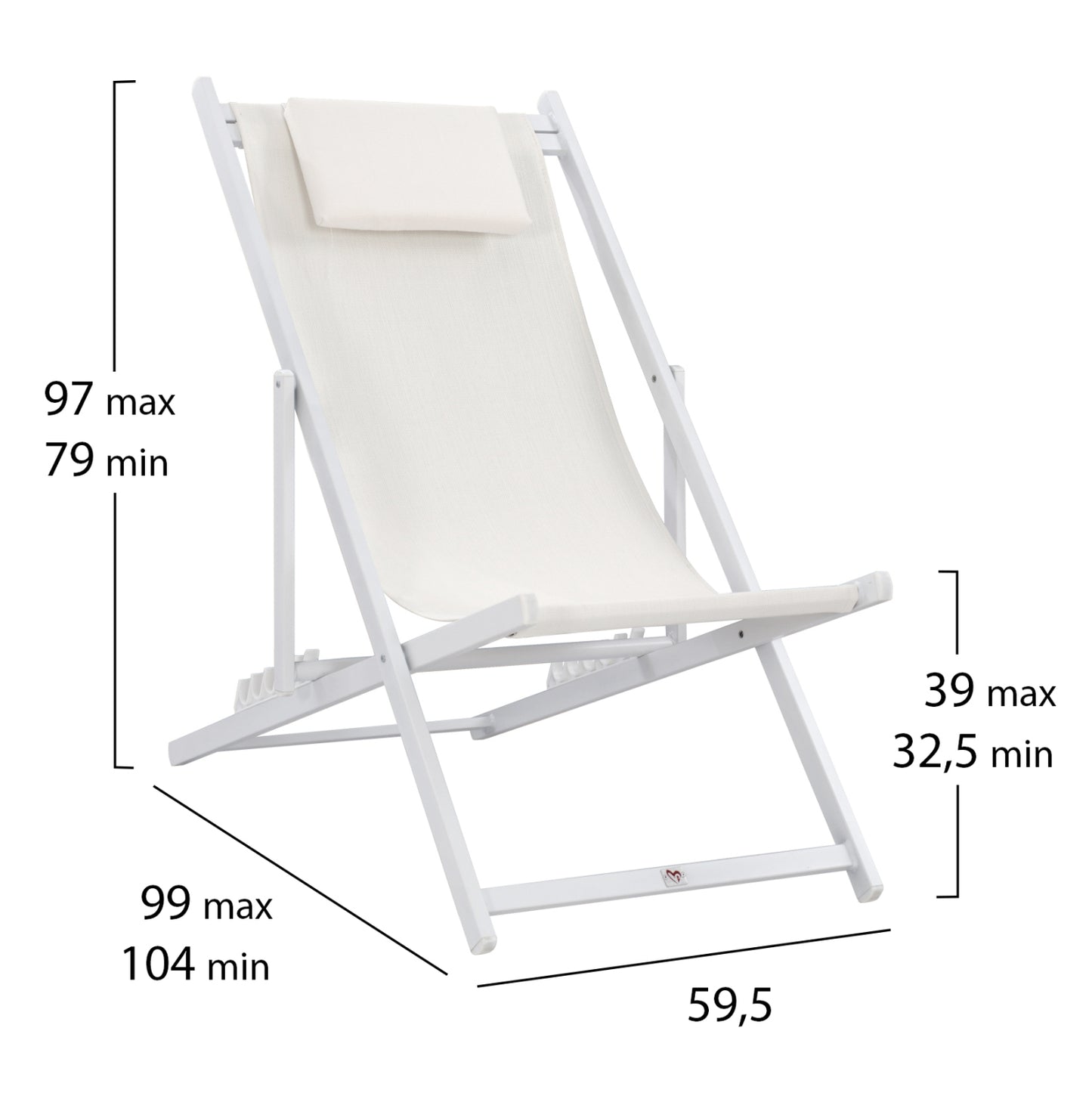 Lounge Chair Professional Kea Hm5076.04 Aluminum & Textilene In White Color 59,5x102,5x94hcm.