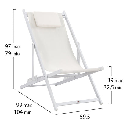 Lounge Chair Professional Kea Hm5076.04 Aluminum & Textilene In White Color 59,5x102,5x94hcm.