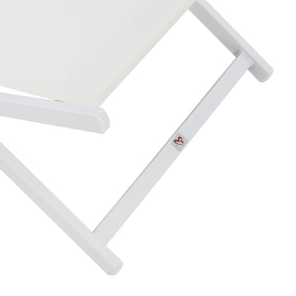 Lounge Chair Professional Kea Hm5076.04 Aluminum & Textilene In White Color 59,5x102,5x94hcm.