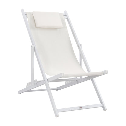 Lounge Chair Professional Kea Hm5076.04 Aluminum & Textilene In White Color 59,5x102,5x94hcm.