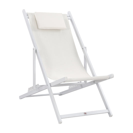 Lounge Chair Professional Kea Hm5076.04 Aluminum & Textilene In White Color 59,5x102,5x94hcm.