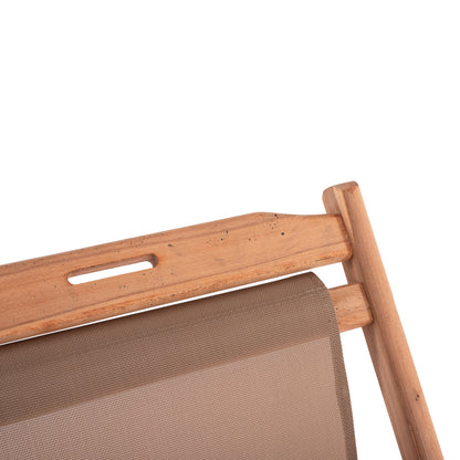 Folding Beach Chair Limnos Hm11433.04t Beech Wood Natural Color With Arms Textline Fabric Mocha Color