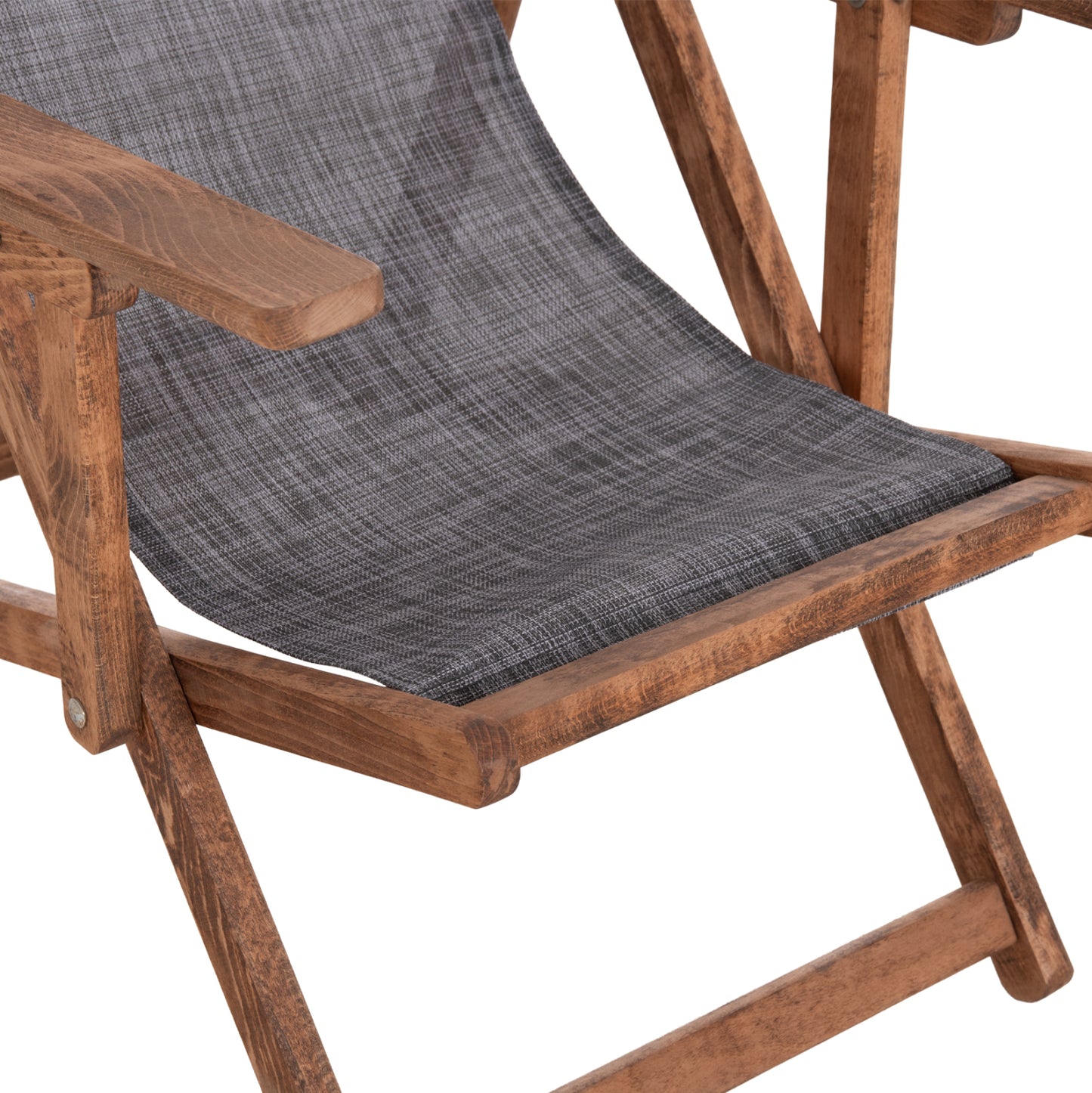 Folding Beach Chair Limnos Hm11433.10t Beech Wood Natural Color With Arms Textline In Grey