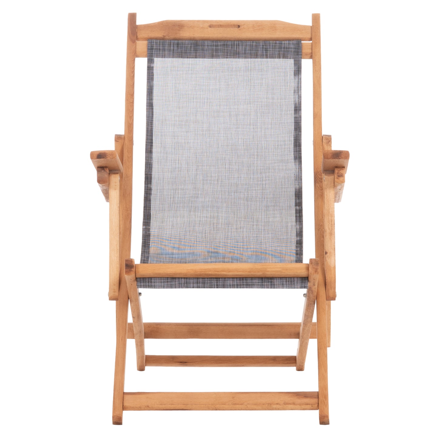 Beach Chair With Arms & Grey Textilene Limnos Hm11708.10t Beech Wood In Walnut 62.5x97x105hcm.