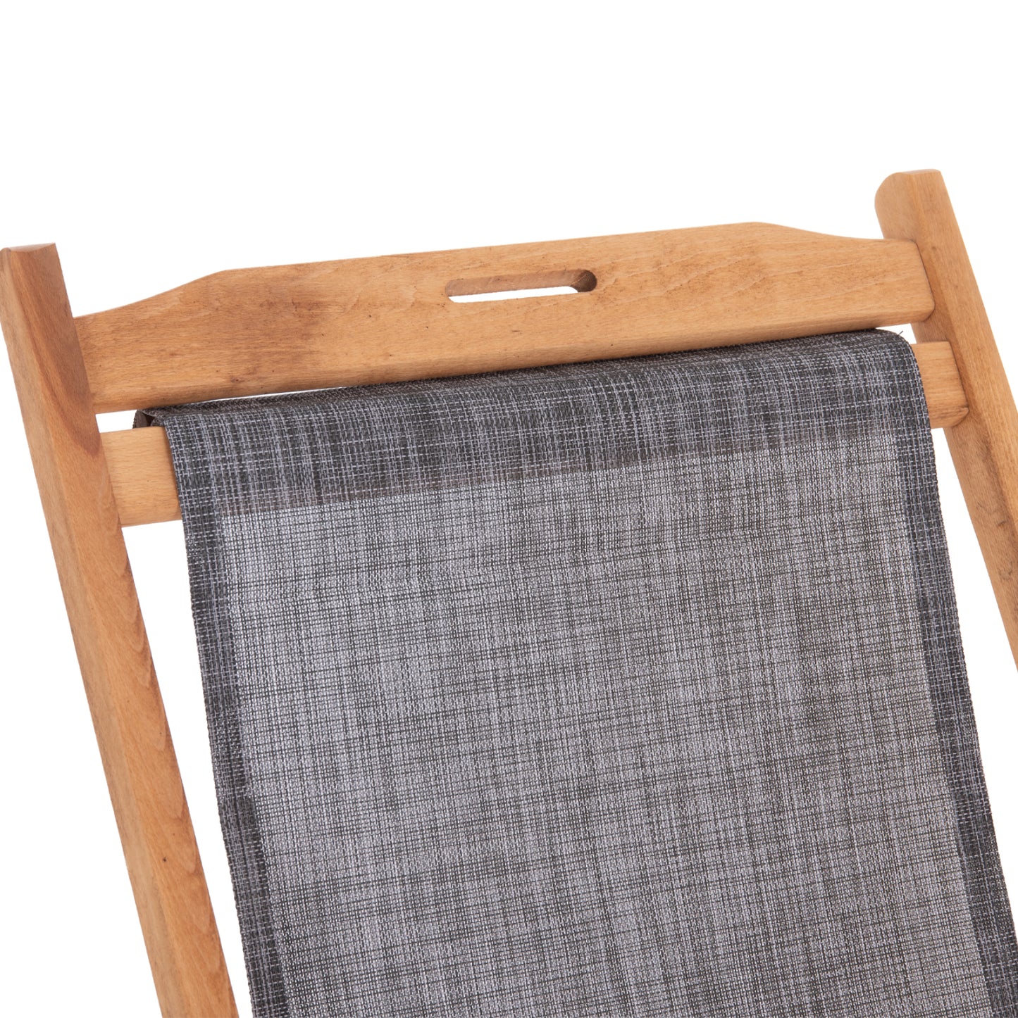 Beach Chair With Arms & Grey Textilene Limnos Hm11708.10t Beech Wood In Walnut 62.5x97x105hcm.