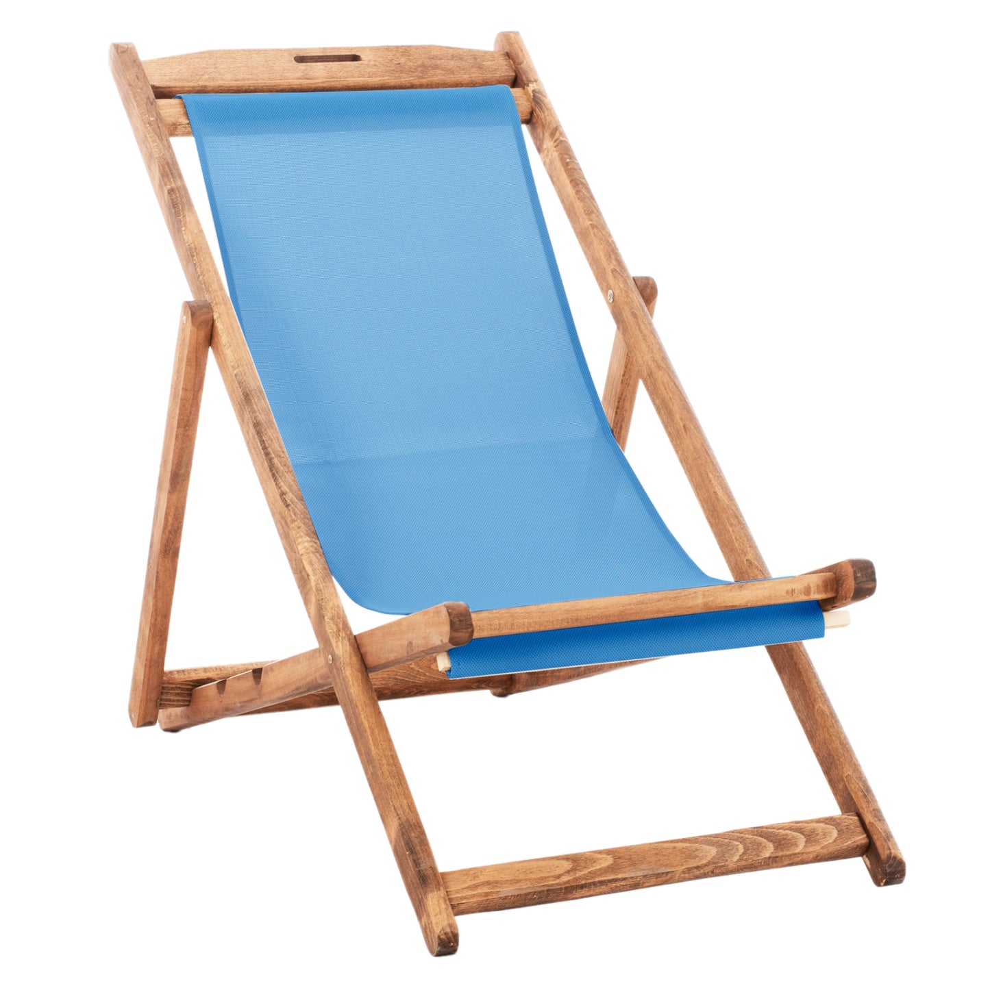 Beach Chair With Textilene Fabric In Sky Blue Limnos Hm11711.08t Beech Wood In Natural 55.5x97x105h