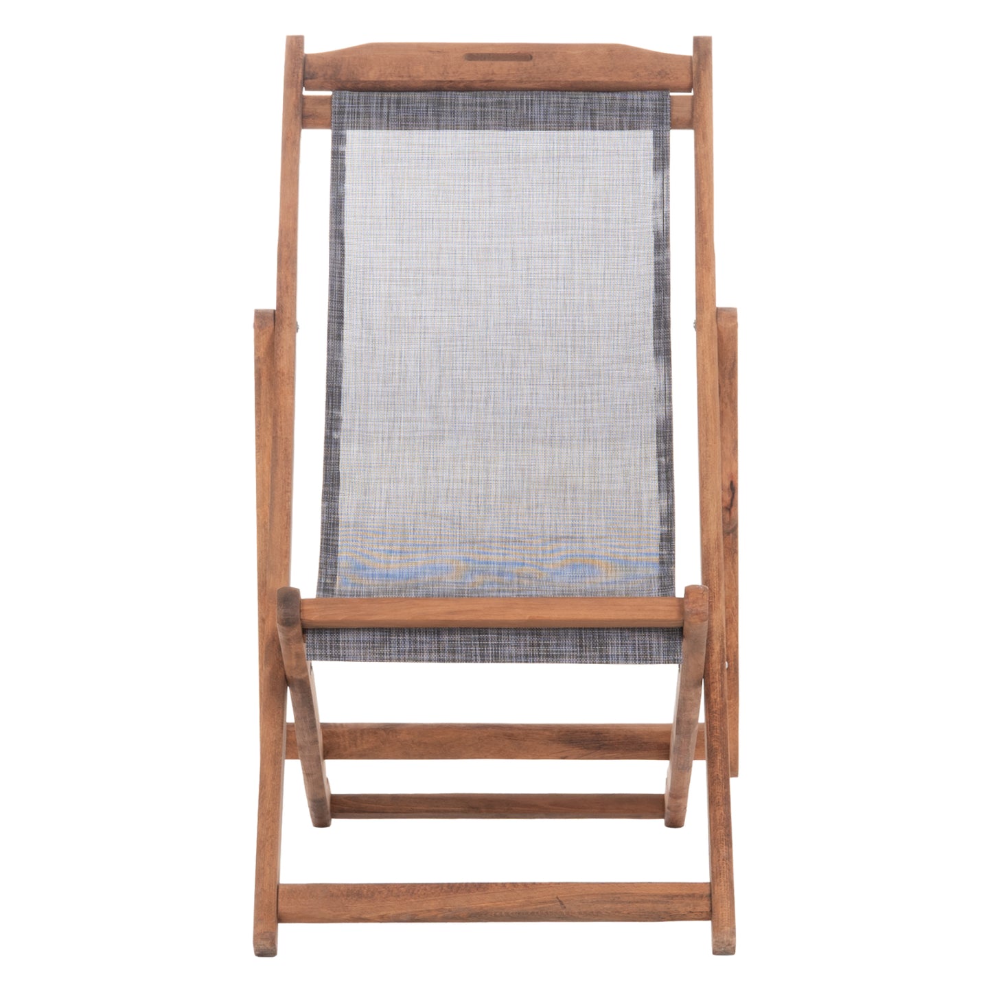Beach Chair With Textilene Fabric In Grey Limnos Hm11707.10t Beech Wood In Walnut 55.5x97x105h