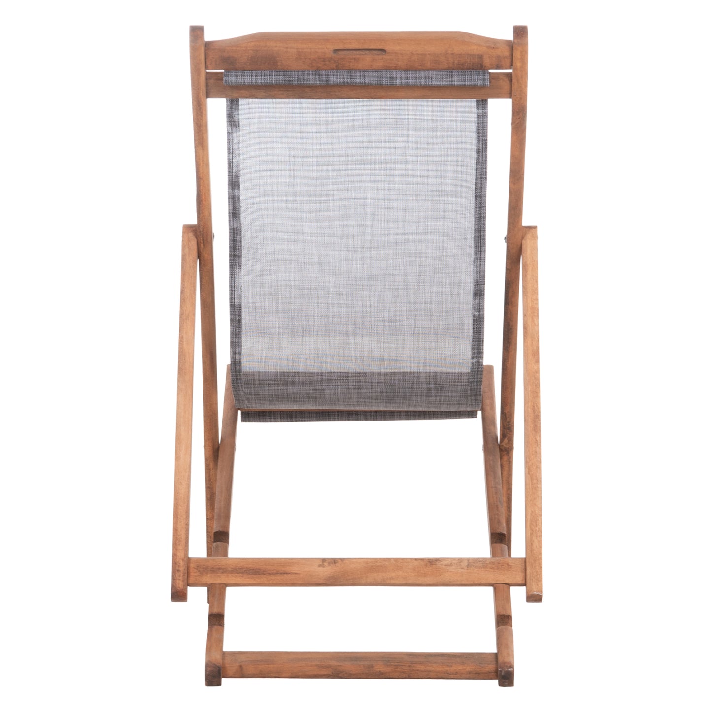 Beach Chair With Textilene Fabric In Grey Limnos Hm11707.10t Beech Wood In Walnut 55.5x97x105h
