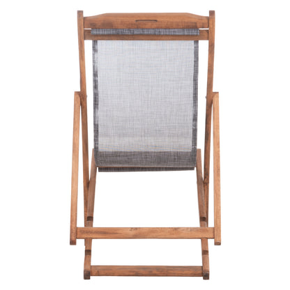 Beach Chair With Textilene Fabric In Grey Limnos Hm11707.10t Beech Wood In Walnut 55.5x97x105h
