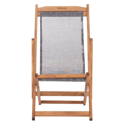 Beach Chair With Textilene Fabric In Grey Limnos Hm11711.10t Beech Wood In Natural 55.5x97x105h