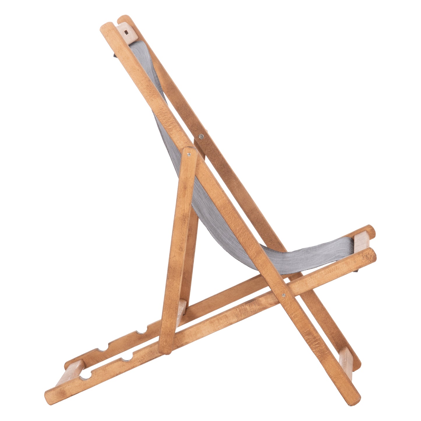 Beach Chair With Textilene Fabric In Grey Limnos Hm11711.10t Beech Wood In Natural 55.5x97x105h